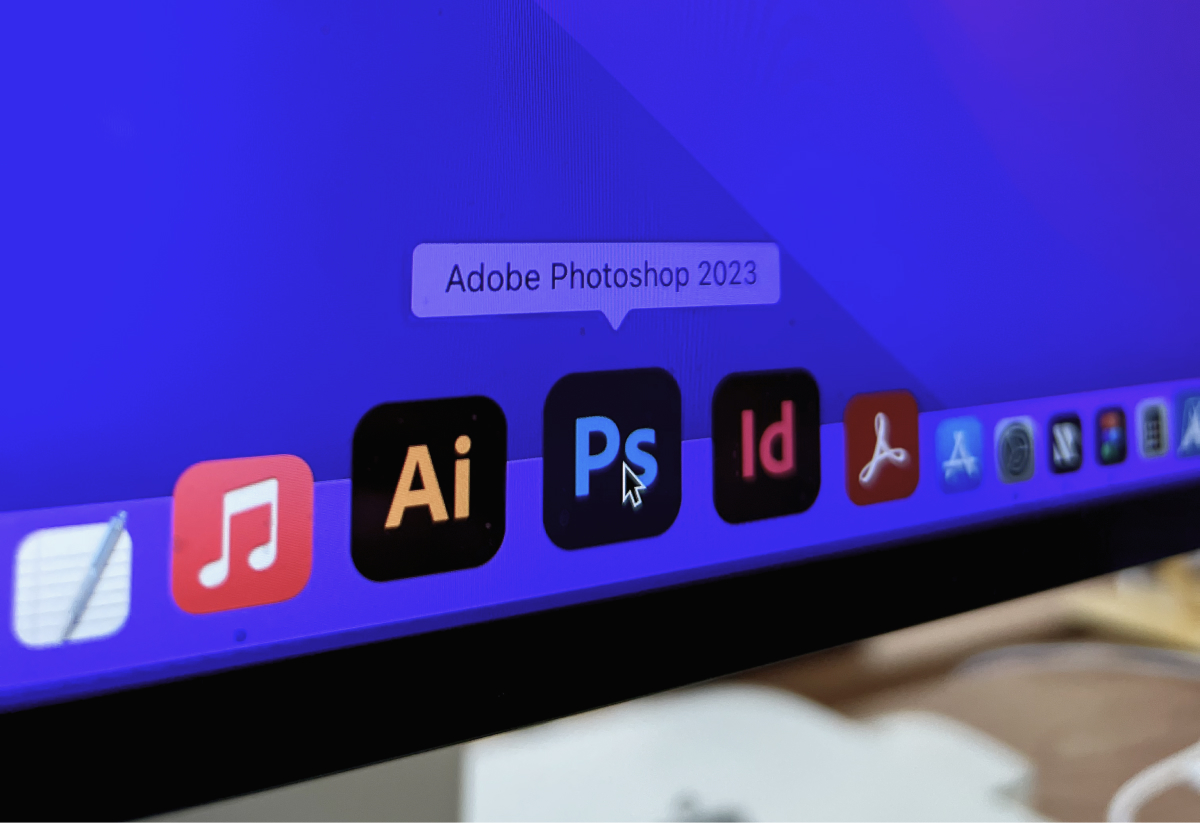 Beeldscherm met iconen van Adobe apps
